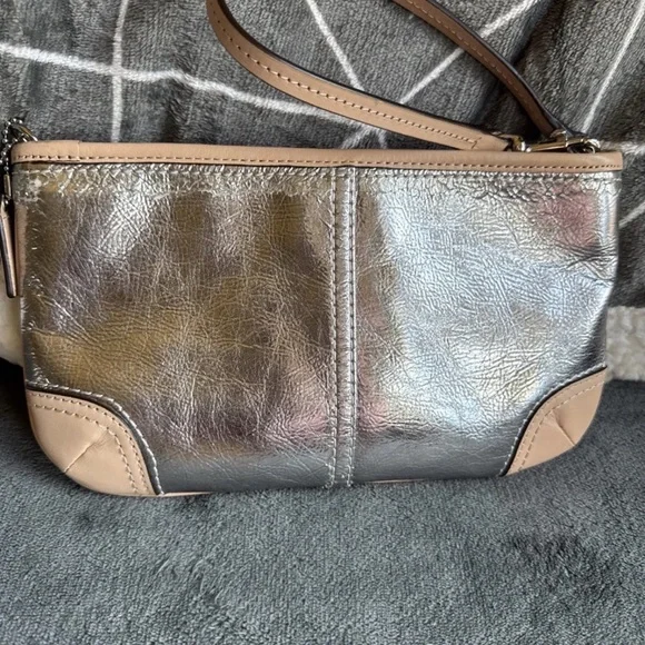 Coach Metallic Silver and Tan Tote Set - Picture 9 of 13
